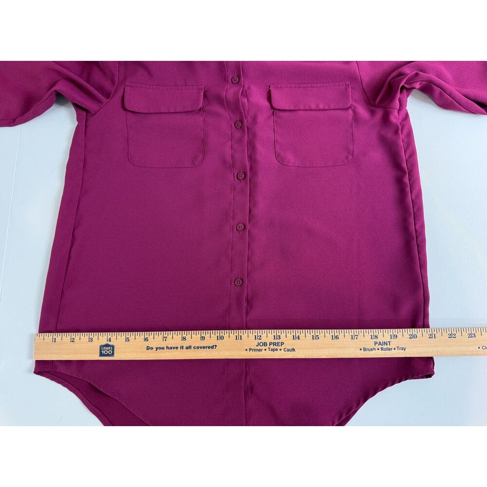 Madison Women's Long Sleeve Button Up Blouse Top Raspberry Polyester Size S - Picture 6 of 9